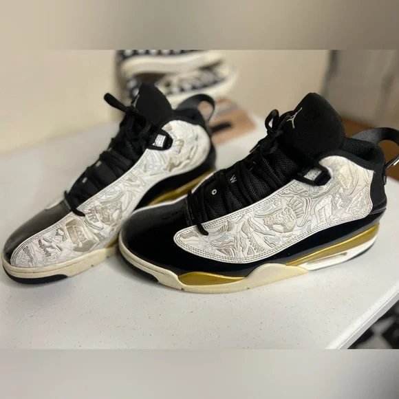 Nike Jordan Dub Zero Black and White Gold Trim 311046-005 Size 11 Sneakers Shoes - Picture 4 of 8